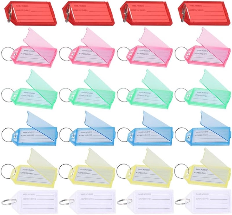 GALPADA 60pcs Key Identification Tags with Flap Cover Multi Color for Luggage Office Travel Organization - Image 1
